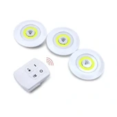 Rewel Kablosuz Pilli Led Spot Lamba Işıldak 3lü Kumandalı Yapışkanlı - 1