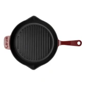 Lava Döküm Yuvarlak Izgara Tava Döküm Demir Yekpare Saplı Konkav Taban 12mm. Çap(Ø)28cm.-Bordo thumbnail 3