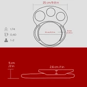 Lava Döküm Yuvarlak Sahan Döküm Demir Yekpare Çift Kulplu Kayın Servis Ahşabı Çap(Ø)16cm. (Sos Kapları Dahil Değildir.)-Bordo thumbnail 5