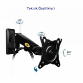North Bayou NB F120 Amörtisörlü Hareketli 17-27" Duvar Askı Aparatı - 2