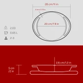 Lava Döküm Yuvarlak Sahan Döküm Demir Yekpare Çift Kulplu Kayın Servis Ahşabı Çap(Ø)20cm.-Bordo thumbnail 5