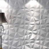 50cm x 50cm 1 Adet Beyaz 3D Abs Malzeme PVC Dayanıklı Duvar Paneli Silinebilir Geometrik Model Panel thumbnail 6