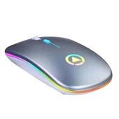DailyTech Şarj Edilebilir Kablosuz Led Işıklı Sessiz Optic Mouse - GÜMÜŞ GRİ - 1