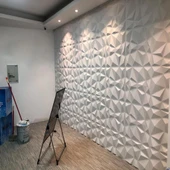 50cm x 50cm 1 Adet Beyaz 3D Abs Malzeme PVC Dayanıklı Duvar Paneli Silinebilir Geometrik Model Panel thumbnail 3