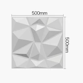 50cm x 50cm 1 Adet Beyaz 3D Abs Malzeme PVC Dayanıklı Duvar Paneli Silinebilir Geometrik Model Panel thumbnail 2