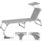 Songmics GCB19 55x193x31 cm Gölgelikli Katlanabilir Şezlong - 3