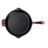 Lava Döküm Yuvarlak Kızartma Tavası Döküm Demir Yekpare Saplı. Çap(Ø)34cm-Bordo - 3