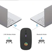 DailyTech Şarj Edilebilir Kablosuz Led Işıklı Sessiz Optic Mouse - GÜMÜŞ GRİ - 2