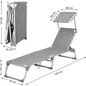 Songmics GCB19 55x193x31 cm Gölgelikli Katlanabilir Şezlong - 4