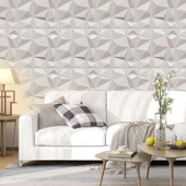 50cm x 50cm 1 Adet Beyaz 3D Abs Malzeme PVC Dayanıklı Duvar Paneli Silinebilir Geometrik Model Panel thumbnail 4