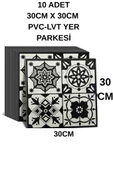 30cmx30cm 10 Adet Yapışkanlı Osmanlı çini Floor Pvc Panel  Zemin Kaplama Paneli Arkası Kauçuklu 2124 - 4