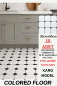 30cm x 30cm 10 Adet Yapışkanlı Karo Floor Pvc Panel Yer Zemin Kaplama Paneli Arkası Kauçuklu 3319 - 1
