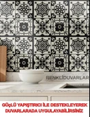 30cmx30cm 10 Adet Yapışkanlı Osmanlı çini Floor Pvc Panel  Zemin Kaplama Paneli Arkası Kauçuklu 2124 - 3