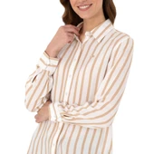 Kadın Beyaz Çizgili Uzun Kollu Gömlek - 4