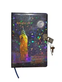 Yıldızlı Gece Hatıra Defteri (Günlük) Kilitli Defter 80 yaprak - Saat Kulesi thumbnail 1