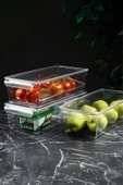 İronika Kapaklı Buzdolabı Düzenleyici Meyve Sebze Saklama Kabı Organizer 4'lü Set 7 L - 4,5 L - 3 L - 2 L - 4