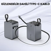 SMAYLİNG 20000 mAh 70W Süper Hızlı Şarj Powerbank  Dahili Type C Kablo, Çoklu Çıkış, LED Ekranlı Taşınabilir Şarj Cihazı - 1