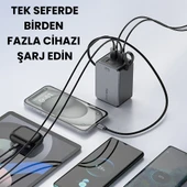 SMAYLİNG 20000 mAh 70W Süper Hızlı Şarj Powerbank  Dahili Type C Kablo, Çoklu Çıkış, LED Ekranlı Taşınabilir Şarj Cihazı - 3