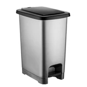 BvLX Slim Pedallı Plastik Çöp Kovası Siyah Kapaklı 40 lt - 1