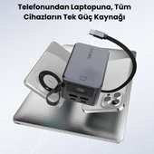 SMAYLİNG 20000 mAh 70W Süper Hızlı Şarj Powerbank  Dahili Type C Kablo, Çoklu Çıkış, LED Ekranlı Taşınabilir Şarj Cihazı - 4
