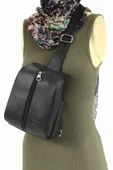 Lizy 1061 Suni Deri Unisex Body Bag, Omuz Çantası - 5