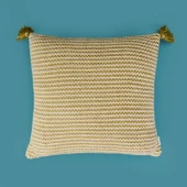 Soft Shiny Kırlent - Bej / Yeşil - 45x45 cm thumbnail 1