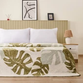 Soft Tropic Pamuklu Çift Kişilik Battaniye - Yeşil - 200x220 cm thumbnail 2