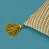 Soft Shiny Kırlent - Bej / Yeşil - 45x45 cm thumbnail 3