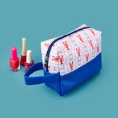 Istakoz Detaylı Kozmetik Çantası - Krem / Pembe - 17x20 cm thumbnail 3