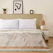 Soft Nava Pamuklu Çift Kişilik Battaniye - Ekru / Yeşil - 200x220 cm thumbnail 1