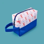 Istakoz Detaylı Kozmetik Çantası - Krem / Pembe - 17x20 cm thumbnail 1