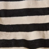 Soft Çizgili Pamuklu Tv Battaniyesi - Siyah / Beyaz - 130x170 cm thumbnail 2