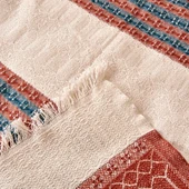 Soft Marun Çift Kişilik Yatak Örtüsü - Ekru / Kırmızı - 200x230 cm thumbnail 3