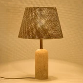 Luum Hasır Şapkalı Abajur - Kahverengi / Traverten - 48 cm - 2