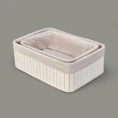 Living 2'li Çok Amaçlı Dekoratif Sepet - Beyaz thumbnail 1