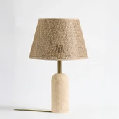 Luum Hasır Şapkalı Abajur - Kahverengi / Traverten - 48 cm - 1
