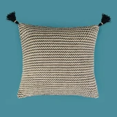 Soft Shiny Kırlent - Bej / Siyah - 45x45 cm thumbnail 1