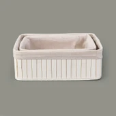 Living 2'li Çok Amaçlı Dekoratif Sepet - Beyaz thumbnail 2