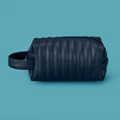 Kapitone Kozmetik Çantası - Mavi - 18x10 cm thumbnail 2