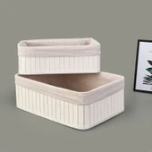 Living 2'li Çok Amaçlı Dekoratif Sepet - Beyaz thumbnail 3