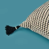 Soft Shiny Kırlent - Bej / Siyah - 45x45 cm thumbnail 3