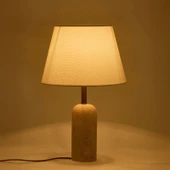 Luum Kumaş Şapkalı Abajur - Krem / Traverten - 48 cm thumbnail 3