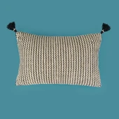 Soft Shiny Kırlent - Bej / Siyah - 30x50 cm thumbnail 1