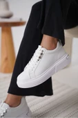 Nova Kadın Gümüş Detaylı Beyaz Sneaker - 5