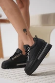 Alice Kadın Siyah Tabanlı Siyah Gizli Topuklu Sneaker - 6