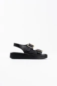 Shery Siyah Cilt Sandalet - 1