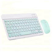 ScHitec Kablosuz Klavye ve Mouse Set Type-C Şarjlı Bluetooth 2.4G Bağlantlılı Açık Yeşil - 1