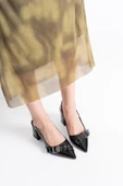 Keira Siyah Rugan Kadın Topuklu Ayakkabı thumbnail 6