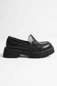 Noir Kadın Günlük Siyah Kroko Loafer Ayakkabı - 1