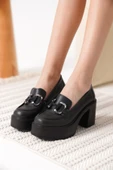 Felice Siyah Gümüş Tokalı Kadın Loafer - 2